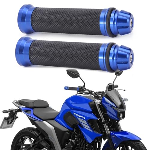 Universal 7/8" 22mm Motorcycle Handlebar Grips - Gel Rubber Compatible with Chopper, Cruiser, Street, Dirt Bike - color: Blue