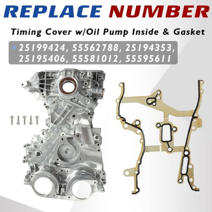 Engine Timing Cover w/Oil Pump Inside & Timing Cover Gasket OE#25199424 25195406 - size: 1.4L Timing Cover w/Gasket