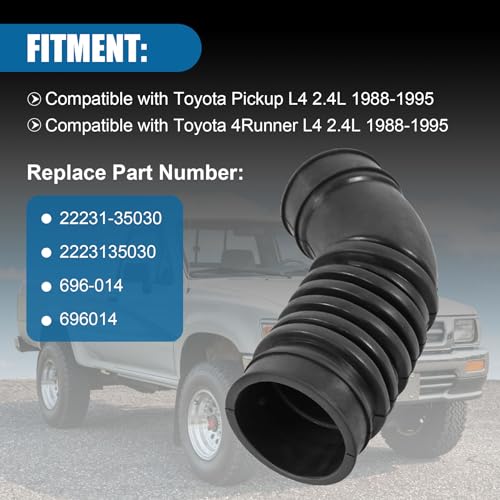 JDMSPEED New Air Intake Hose Throttle Body 2223135030 Replacement For Toyota 4Runner Pickup 2.4L 22RE 1989-1995 22231-35030