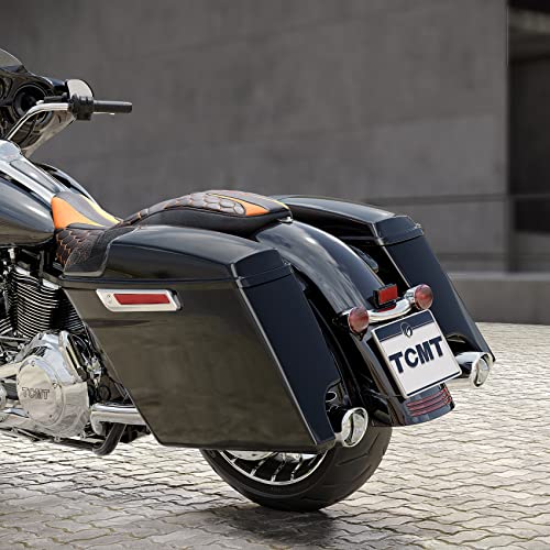 TCMT 5" Stretched Saddlebags 5"x7" Speakers Lids Grill Cutouts Fit For Harley 2014-2024 Touring Models CVO Road Glide Road King Street Glide Electra Glide Ultra Classic - color: Chrome Latches, size: 5" Stretched(5x7 Speaker Lids)