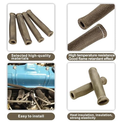 Titanium Spark Plug Wire Heat Shield Spark Plug Wire Heat Shield Sleeve Spark Plug Boot Protector Boots Wrap for SBC BBC 350 454 8PCS Plug Wire Covers - 2500F High Temp - color: Titanium