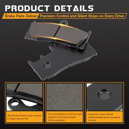 LOCOPOW Front and Rear Brake Pads for Suzuki GSX1300R Hayabusa 1999-2007 GSF1200 SK/K Bandit 2001-2005 GSXR750 1996-1999 GSXR 600 1997-2003 TL1000R 1998-2003 - style: Semi-metal
