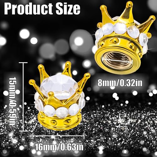4PCS Crown Bling Tire Stem Valve Caps, Crystal Diamond Car Wheel Tire Valve Caps Universal Copper Core Stem Covers for Cars, SUV, Trucks, Bikes, Motorcycles, Bicycles (Gold & Silver) - color: Gold & Silver