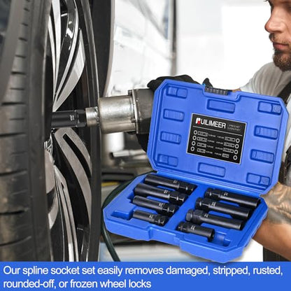Spline Lug Nut Socket Set - 8 Pieces - size: 8 Pieces