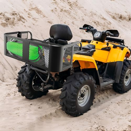 ATV/UTV Rear Drop Basket Rack, Universal Back Cargo Storage Rack with Mesh Design & Steel Construction, ATV Rear Rack Storage Basket Heavy-Duty Detachable Luggage Carrier - size: Rear Rack Basket Carrier