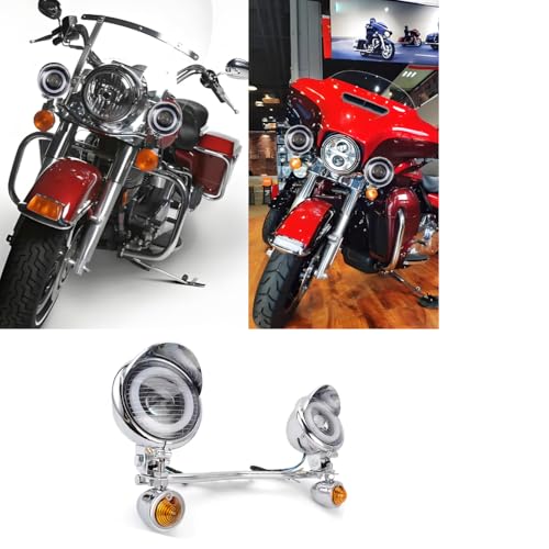 Motorcycle Auxiliary Light Set LED 3.9 inch Front Headlight Turn Signal with Bracket White lighting Driving Light for Cruiser Passing Light Motorcycle Fog lights ﻿
