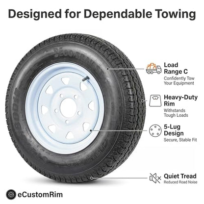 eCustomrim 2-Pack Trailer Tire Rim Assembly ST175/80D13 B78-13 5 Lug LRC