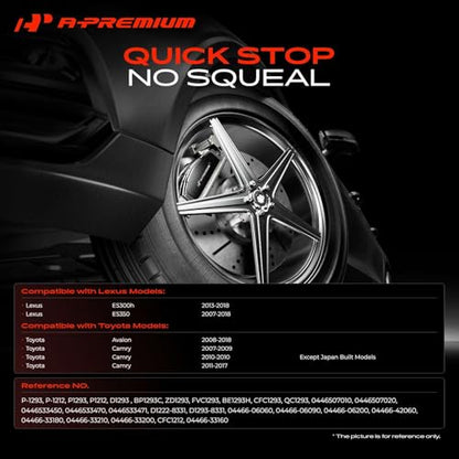 A-Premium Front and Rear Ceramic Brake Pads Compatible with Lexus & Toyota