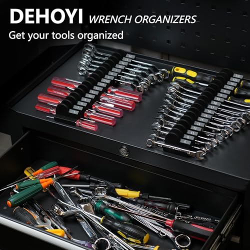 DEHOYI 48 PCS MAGNETIC Modular Wrench Organizer for Tool box, Metric & SAE - style: Magnetic(48 pcs Black)