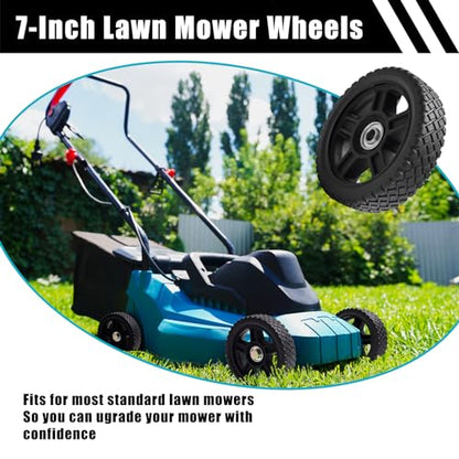 Lawn Mower Wheels 7 Inch, Push Mower Plastic Wheels, Set of 2 Wheels Kit for Push Mowers with Bolts & Nuts fits Craftsman Mower, Generator, Garden Tiller Most Standard Lawn Mowers (7×1.75'') - size: 7 inch