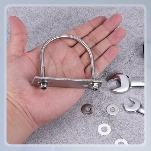 METALLIXITY U Bolts 4Set M6x60x80,Round U Bolt Kits 304 SS U Clamp - color: Silver, size: M6x60x80mm