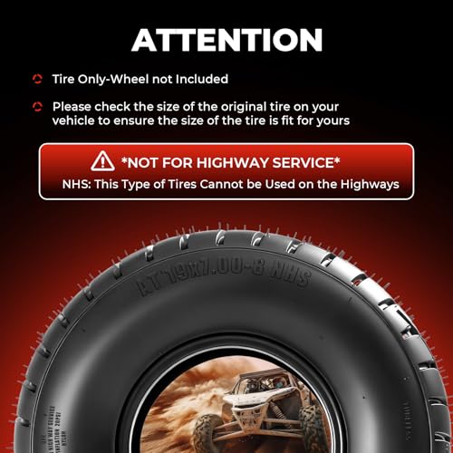 19x7-8 ATV UTV Tires, 6PR All-Terrain, Tubeless, Set of 2