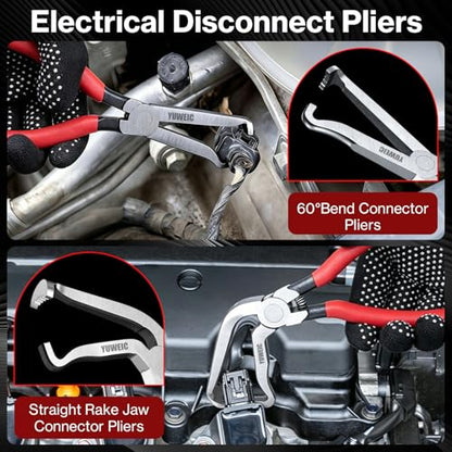 10 PCS Electrical Disconnect Pliers Fuel Line Disconnect Tool Kit, Hose Clamp Pliers Set with Snap Ring Pliers, Trim Removal Tools, Hose Removal Tool for Auto Repair - size: 10