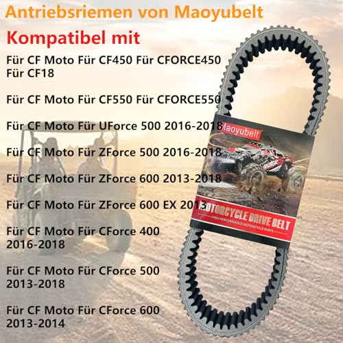 Drive Belt Suitable for CF Moto CF450 CF550 CForce 400 500 600 Swat Trail Tracker Snyper UForce ZForce 500 600 X5 X6 Z6 0180-055000-0001 Clutch Belt
