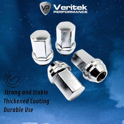 Set of 24 Veritek 14x1.5mm OEM Factory Style 1.80 Inch Length 7/8 22mm Hex Duplex Large Acorn Seat Wide Base Replacement Chrome Lug Nuts for Buick Cadillac Chevy Chevrolet GMC Factory Wheels