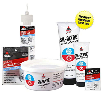 AGS Automotive Solutions SIL-Glyde 12 oz Tub Silicone Based Brake Assembly Lubricant for Eliminating Disc Brake Squeal - Moisture Proof, Heat Resistant, Rust and Corrosion Protector (Pack of 2) - size: 12oz (Pack of 2)
