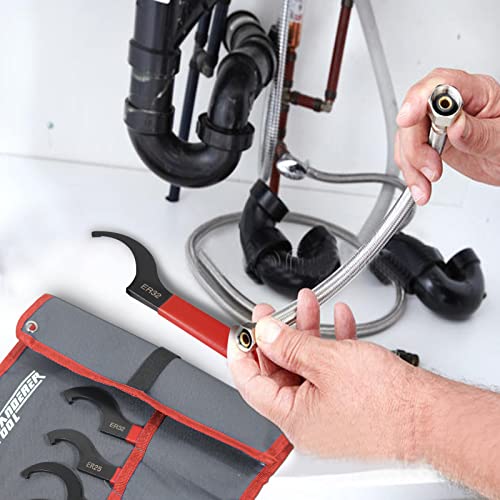 AutoWandererTool 6Pcs Coilover Spanner Wrench Set,Carbon Steel,Red Roll Bag - size: 6 Pcs