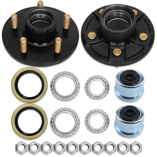 2Sets 5 Lug 3500Lb Trailer Hub Kit, 5x4.5 for 1-1/16"-1-3/8" Tapered Spindle, Boat Use - size: 5*4.5" Trailer Hub Kit for 3500 lbs Axle