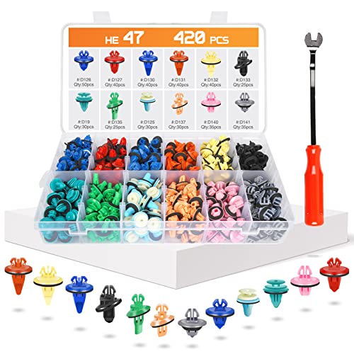 OTUAYAUTO 421PCS Toyota Fender Flare Clips Kit with Fastener Remover - size: 420Pcs 12 Sizes Clips with 1 Remover for Toyota