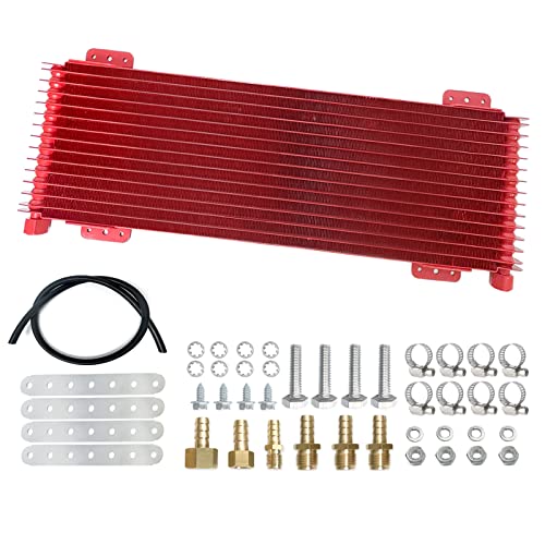 40k Transmission Oil Cooler Kit，Low Pressure Drop Transmission Oil Cooler suitable for Heavy Duty 40,000 GVW Max，including Mounting Hardware,Towing Applications, Easy to Install,LPD47391, 47391 - color: RED