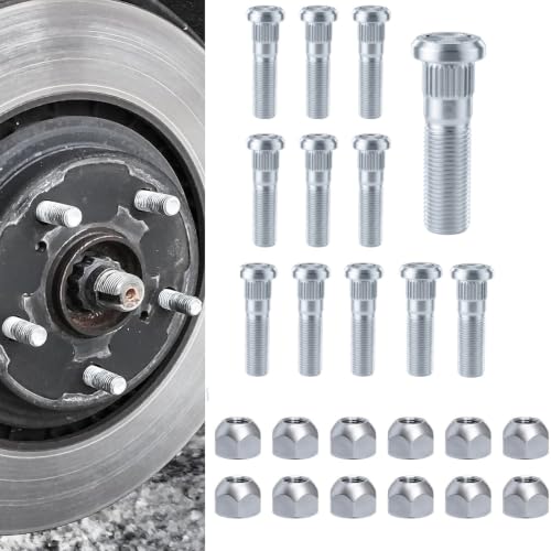 12Sets 1/2-20 Trailer Studs with Nuts Fit Lippert Dexter 2000-7000LB Axles - color: 1/2''-20 Wheel Stud with Lug Nuts, size: 12pack
