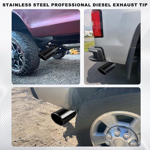 Mupera Universal 3 Inch Inlet Exhaust Tip, 5" Outlet, 12" Long - size: 3" Inlet 5" Outlet 12" Length Black