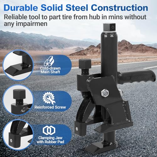 Manual Tire Bead Breaker with Handle and Rubber Pad, Fit for 38 and 42 Inches Tires Changer, Easy-Operated Manual Tire Changer for ATVs, UTVs, Tractors, Trucks, Heavy Duty Tires Car Repair (Black)