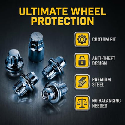 00276-00900，M12x1.5 Wheel Lock Nuts, 37mm Height, Flat Mag Seat,Compatible with Toyota Avalon Camry Corolla Highlander RAV4 OEM Factory Aluminum Wheels。