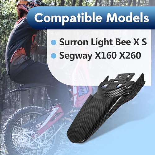 Rear Fender for Surron Light Bee X/S Segway X160 X260, Imitation Carbon Fiber Parts, Short Back Fender Protector for Electric Mountain Bike (Not for Talaria) - style: Imitation Carbon Fiber