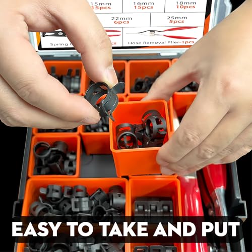 352Pcs Spring Hose Clamp Kit with Pliers 15 Sizes 6-25mm for Fuel Lines - color: 352-piece