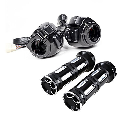 Astra Depot 1" Handlebar Grips & Switch Control for Harley Sportster Dyna - color: Edge Cutting