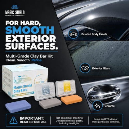 Magic Shield Car Clay Bar Triple Pack, Light, Medium & Heavy, 3 x 100 g - size: Triple clay bars w/o spray