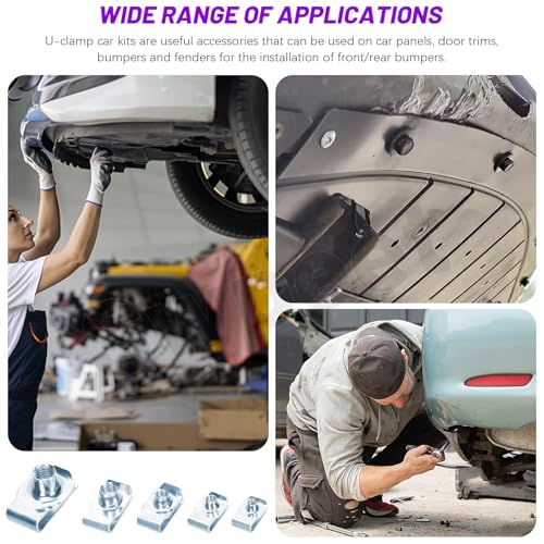 Swpeet 50Pcs M4 M5 M6 M8 M10 Carbon Steel Auto Car U-Clip Assortment Kit, U-Shaped Nut U Nut, Metal Trim Panel Spring Clip Fasteners for Dash Door Panel Interior Compatible with Most Auto (Blue-White) - size: N5