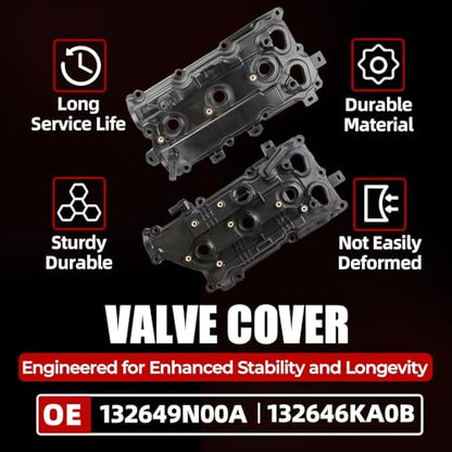 MITZONE Valve Cover Set Left and Right Side Compatible with Nissan Pathfinder Maxima Altima 2015-2024 for Infiniti QX60 2015-2024 3.5L V6
