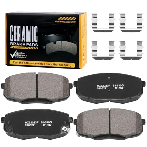 Front Brake Pads D1397 w/Hardware Replacement For Hyundai Elantra 2009 Touring, Elantra 2010-2012 Touring GLS/SE, For Kia Forte 2010-2013, Forte Koup 2010-2013 Ceramic Brake Pads - style: HZ1397