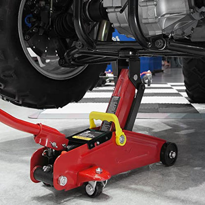 Big RED Hydraulic Trolley Service Lift Jack/Portable Floor Jack with Special Slow Release and Blow Mold Carrying Storage Case : 2 Ton (4,000 lb) Capacity, Red,T82012GS - size: 2 Ton (4,000 lb) slow release with case, style: Steel