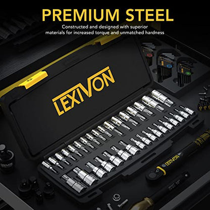 LEXIVON Master TORX Bit Socket Set, Premium S2 Alloy Steel | Complete 34-Piece, Solid Star & Tamper Proof T6 ~ T70 | Enhanced Storage Case (LX-149) - style: Master Torx Set