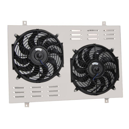 AA5052 Aluminum Shroud Replacement for 1985-1997 1986 1987 Ford F-150 F-250 F-350 Bronco 5.0L 5.8L V8 with Dual 12" Electric Fans and Thermostat Relay Kit Radiators