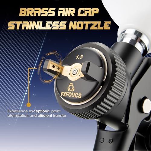 HVLP Air Spray Gun Kit 1.3mm, Professional Automotive Paint Sprayer - color: Black, size: 1.3mm