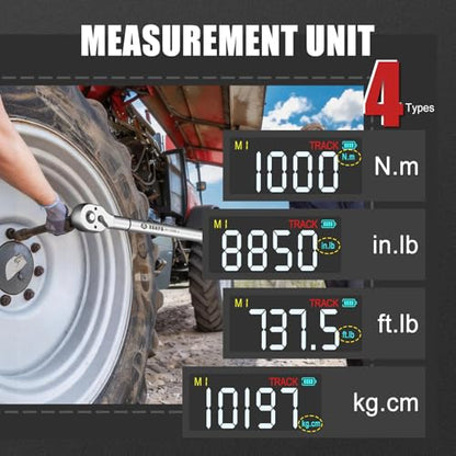 VANPO Digital Torque Wrench, 3/4", 37–737 ft-lb for Heavy Equipment - size: 1-Inch