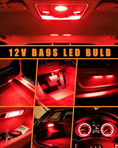 Qasim BA9S LED Bulb 53 57 1895 64111 T4W Red 12V Car Light 10-Pack - color: Red