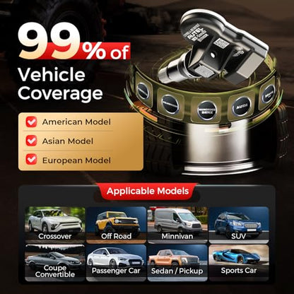 Autel TPMS Sensor MX-Sensor 2 in 1 (Press-in), Programmable TPMS Tire Pressure Sensor 315MHz+433MHz, 100% Clone-able, Same as OE-sensors (Metal Valve Set of 4)