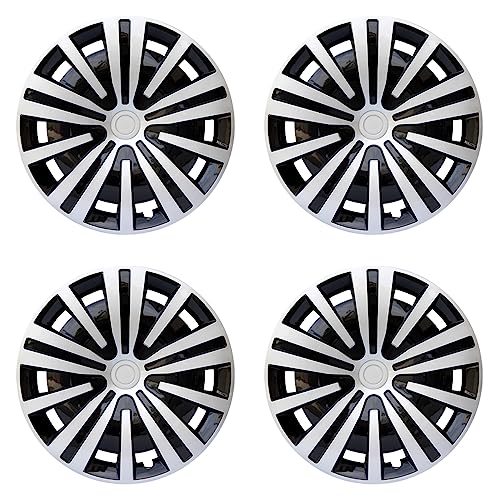 14 inch Hubcaps ABS Replacement for Steel Wheel（Non-Alloy） Snap-on Set of 4 - color: BG-Silver-Black, size: 14-inch