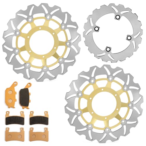 Front Rear Brake Disc Rotors Pads for Honda CBR600F4i Sport 01-06 - color: Gold, size: CBR600F4i Sport 2001-2006