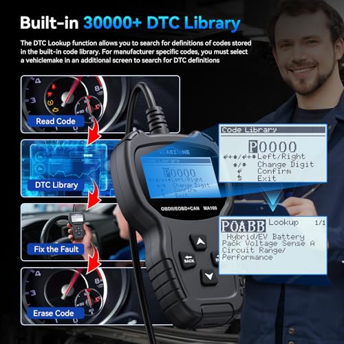 OBD2 Scanner MA100 Professional Car Code Reader Auto OBDII/EOBD/CAN Scan Tool for Check Engine Light Read and Clear Engine Error Codes for All 1996 and Newer OBD2 Protocol Vehicle Plug-Play