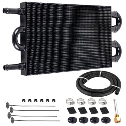 BARTOO Universal 5/16" Transmission Oil Cooler Kit, Aluminium alloy 4 Pass Tube and Fin Oil Cooler Kit(Black) - color: Black, size: 4 Pass
