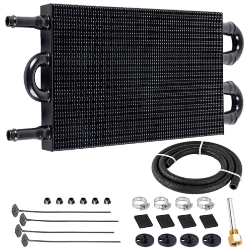 BARTOO Universal 5/16" Transmission Oil Cooler Kit, Aluminium alloy 4 Pass Tube and Fin Oil Cooler Kit(Black) - color: Black, size: 4 Pass