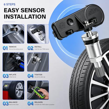 Pre-Programmed TPMS Sensor, GM 315MHz Tire Pressure Monitoring Sensor with Metal Valve Stem, Compatible with Chevy Silverado GMC Sierra Cadillac Buick Pontiac Saturn Hummer, 1 Pack