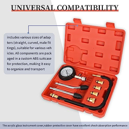 Petrol Engine Cylinder Compression Tester 0-300PSI for Testing Motorcycle Car Outboard Motor Chainsaw Snowmobile
