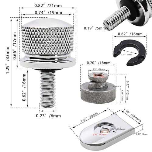 FOVPLUE Quick-Release Fender Seat Hardware Kit for Harley Softail - color: CHROME BOLT/CAP/NUT/WASHER